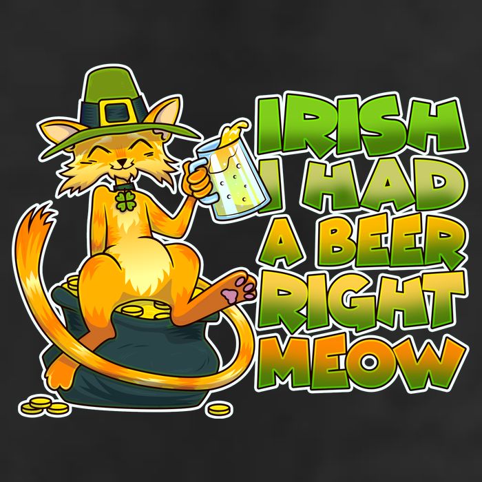 Irish I had A Beer Right Meow Garment-Dyed Fleece Hoodie