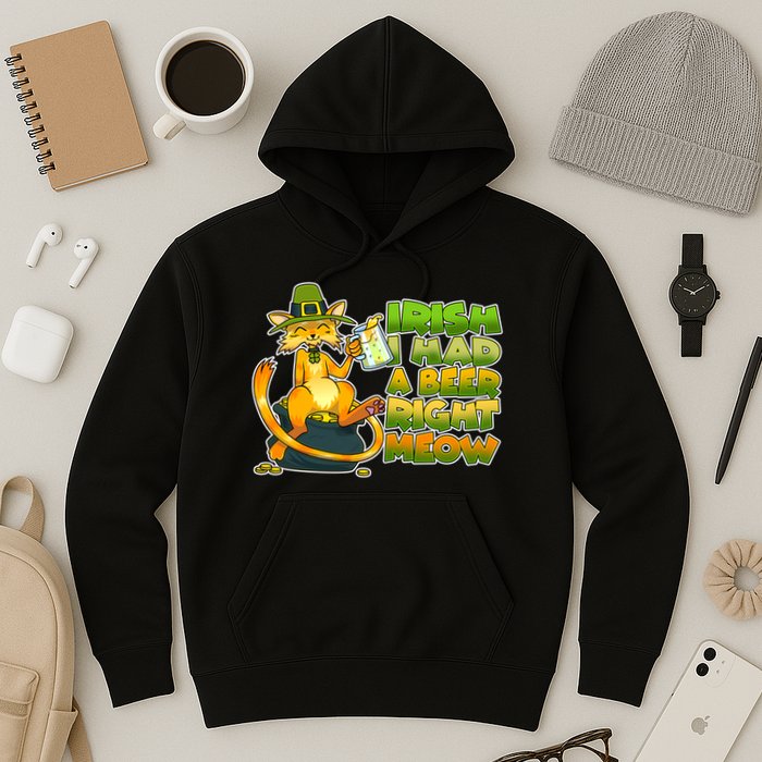 Irish I had A Beer Right Meow Hoodie