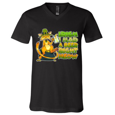 Irish I had A Beer Right Meow V-Neck T-Shirt