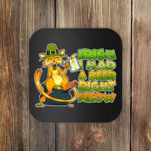 Irish I had A Beer Right Meow Coaster