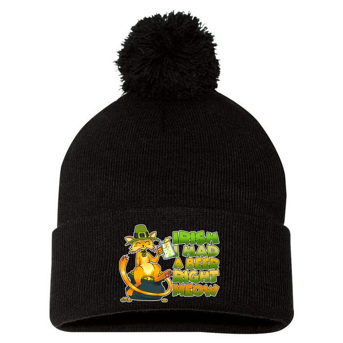 Irish I had A Beer Right Meow Pom Pom 12in Knit Beanie