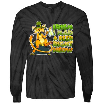Irish I had A Beer Right Meow Tie-Dye Long Sleeve Shirt