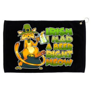 Irish I had A Beer Right Meow Grommeted Golf Towel