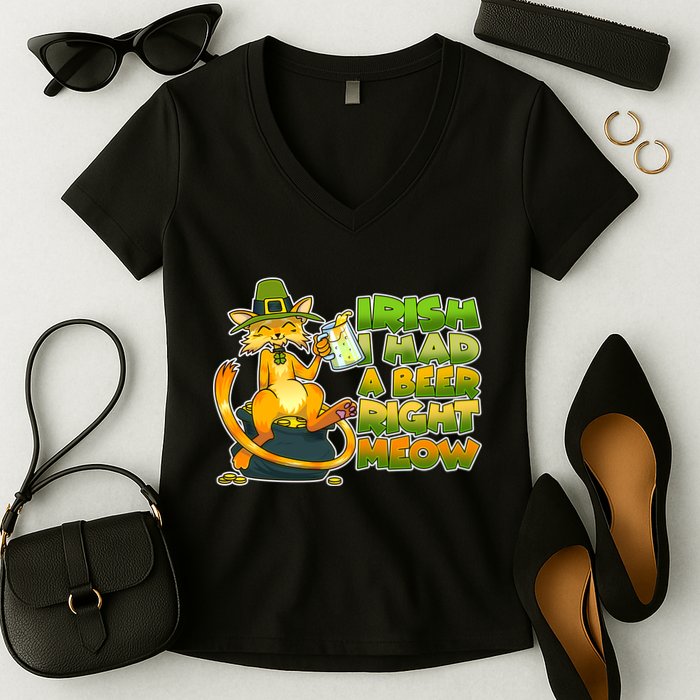Irish I had A Beer Right Meow Women's V-Neck T-Shirt