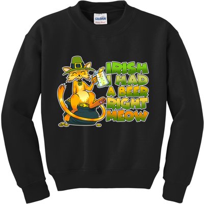 Irish I had A Beer Right Meow Kids Sweatshirt
