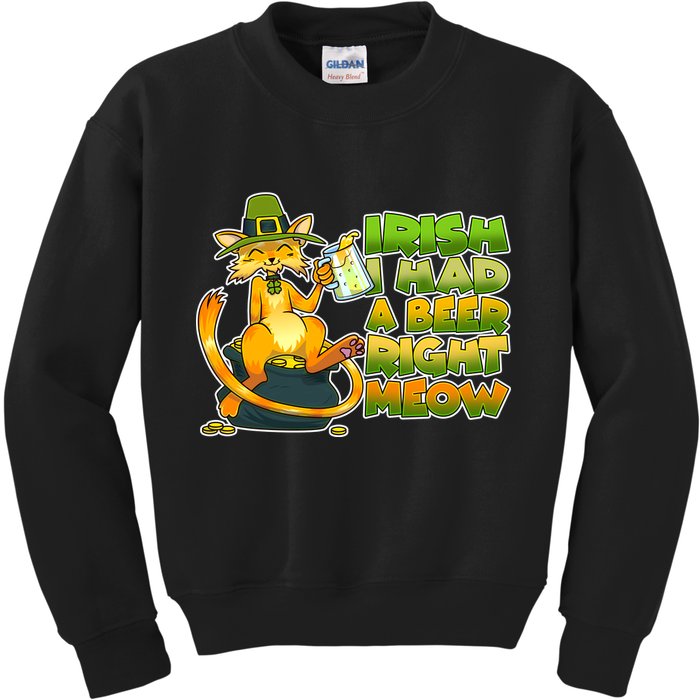 Irish I had A Beer Right Meow Kids Sweatshirt