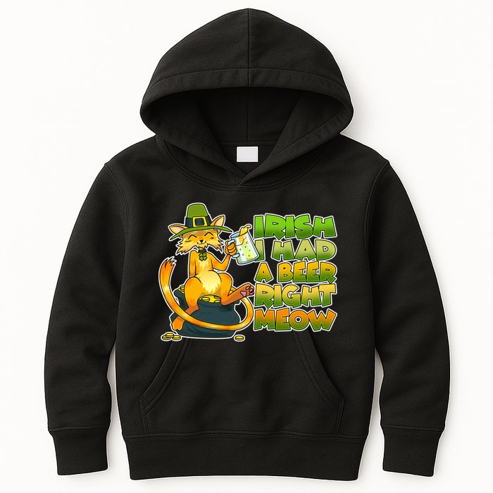 Irish I had A Beer Right Meow Kids Hoodie