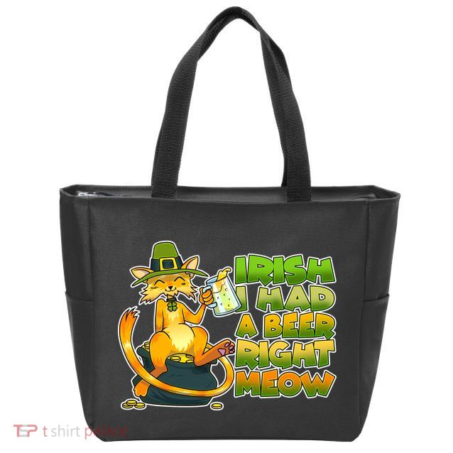 Irish I had A Beer Right Meow Zip Tote Bag