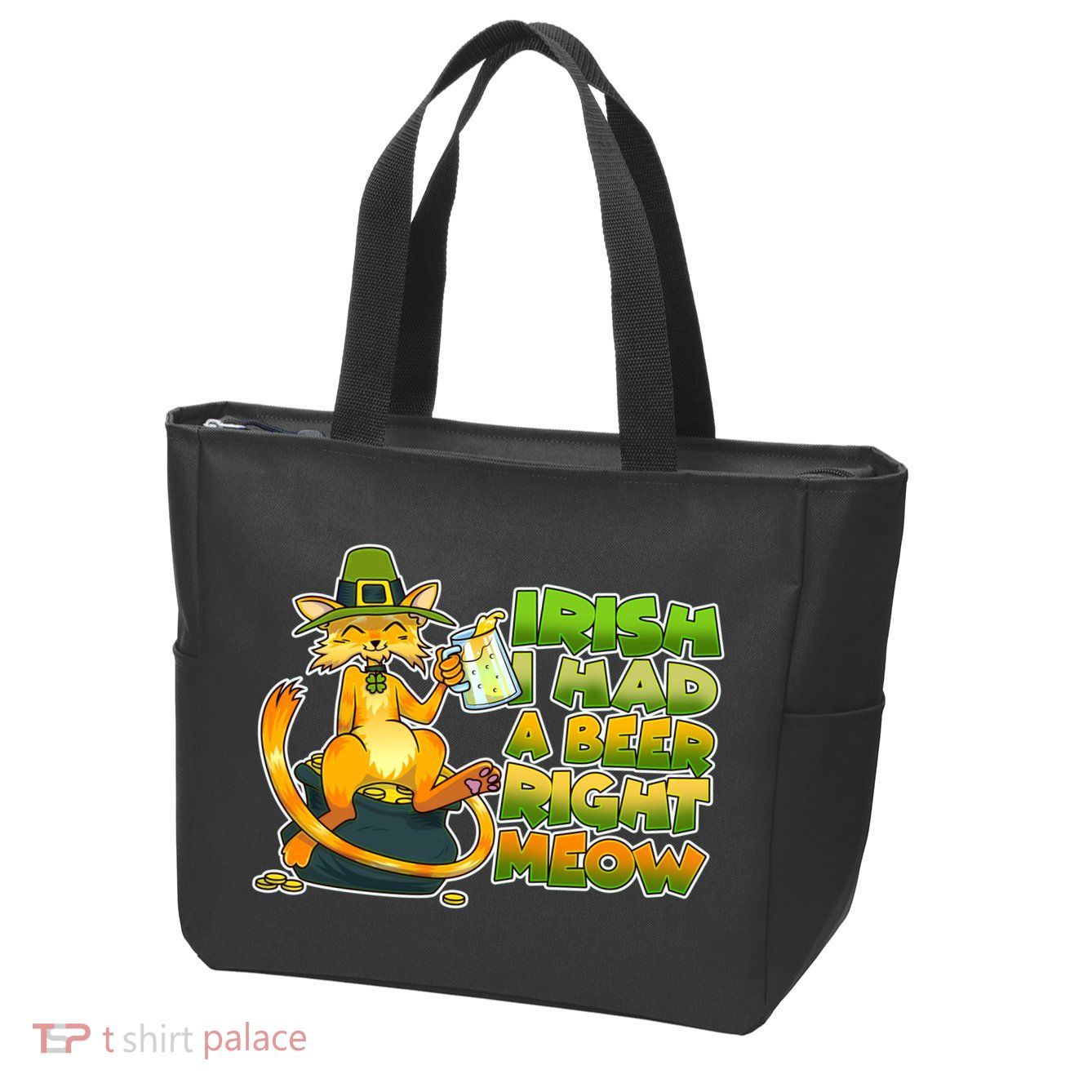 Irish I had A Beer Right Meow Zip Tote Bag