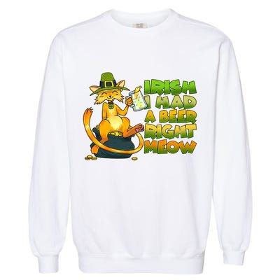 Irish I had A Beer Right Meow Garment-Dyed Sweatshirt