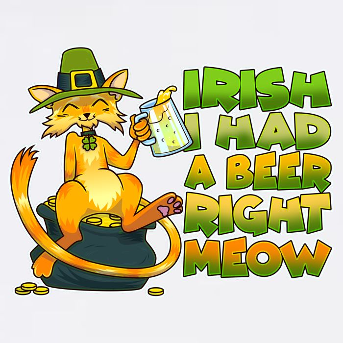 Irish I had A Beer Right Meow Garment-Dyed Sweatshirt