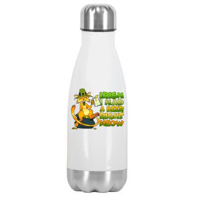 Irish I had A Beer Right Meow Stainless Steel Insulated Water Bottle