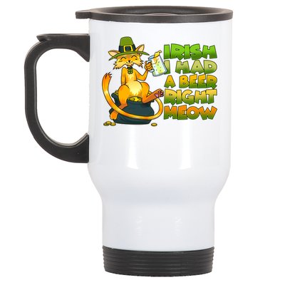 Irish I had A Beer Right Meow Stainless Steel Travel Mug