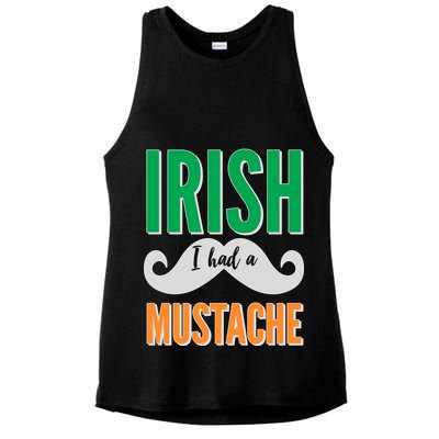 Irish I Had A Mustache Ladies PosiCharge Tri-Blend Wicking Tank