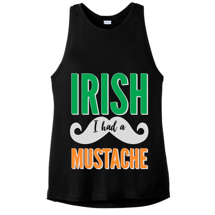 Irish I Had A Mustache Ladies PosiCharge Tri-Blend Wicking Tank