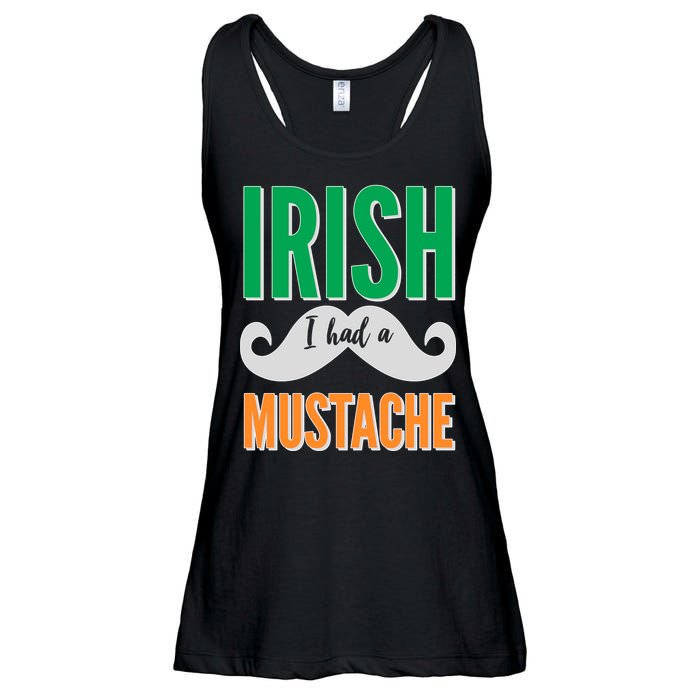 Irish I Had A Mustache Ladies Essential Flowy Tank