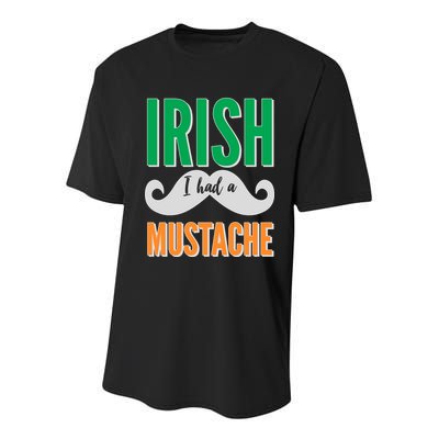 Irish I Had A Mustache Youth Performance Sprint T-Shirt