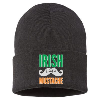 Irish I Had A Mustache Sustainable Knit Beanie