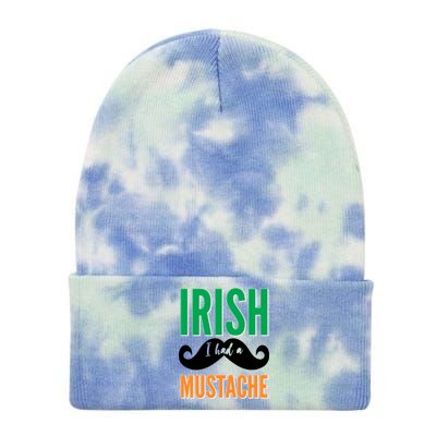 Irish I Had A Mustache Tie Dye 12in Knit Beanie