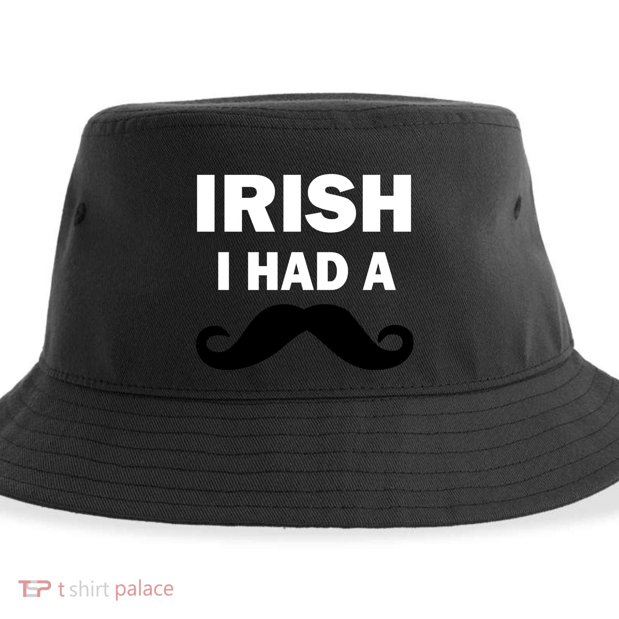 Irish I had A Mustache Funny Sustainable Bucket Hat