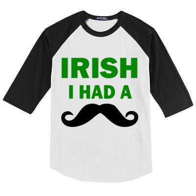 Irish I had A Mustache Funny Kids Colorblock Raglan Jersey