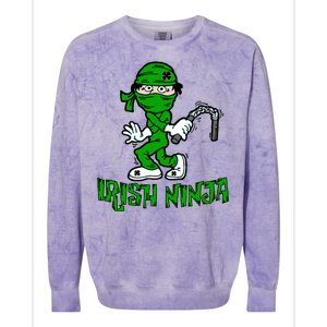 Irish Ninja St. Patricks Day Funny Colorblast Crewneck Sweatshirt