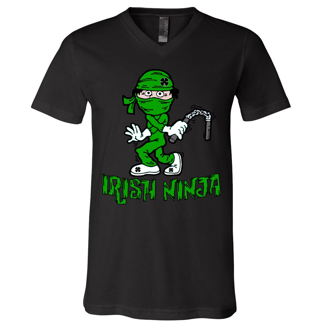 Irish Ninja St. Patricks Day Funny V-Neck T-Shirt