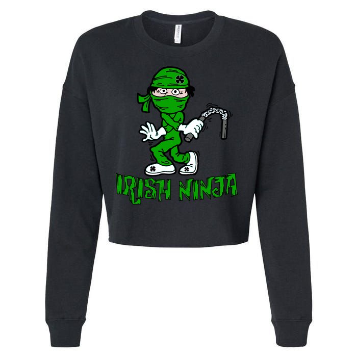 Irish Ninja St. Patricks Day Funny Cropped Pullover Crew