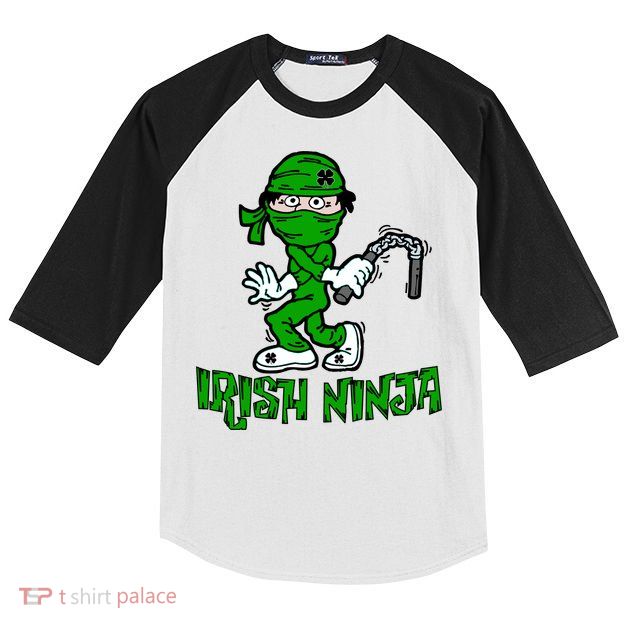 Irish Ninja St. Patricks Day Funny Kids Colorblock Raglan Jersey