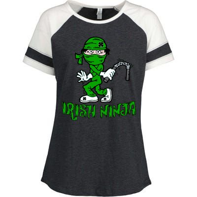 Irish Ninja St. Patricks Day Funny Enza Ladies Jersey Colorblock Tee