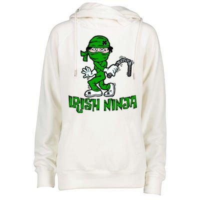 Irish Ninja St. Patricks Day Funny Womens Funnel Neck Pullover Hood