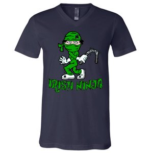 Irish Ninja St. Patricks Day Funny V-Neck T-Shirt