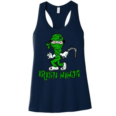 Irish Ninja St. Patricks Day Funny Women's Racerback Tank