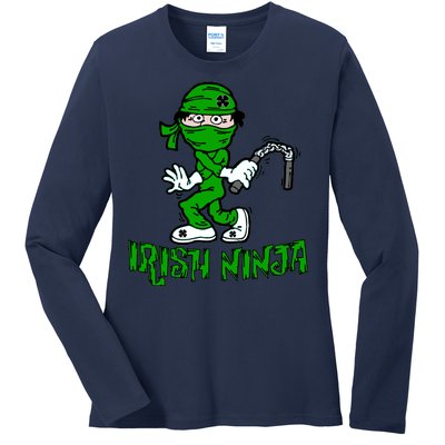 Irish Ninja St. Patricks Day Funny Ladies Long Sleeve Shirt