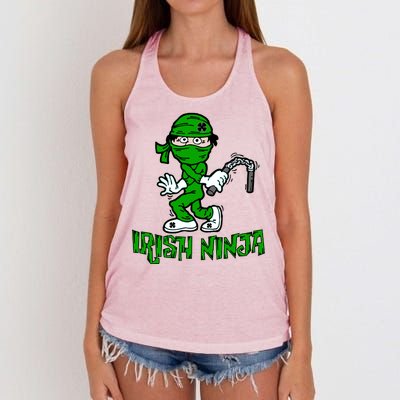 Irish Ninja St. Patricks Day Funny Women's Knotted Racerback Tank