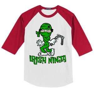 Irish Ninja St. Patricks Day Funny Kids Colorblock Raglan Jersey