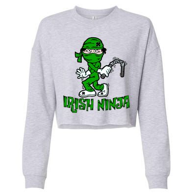 Irish Ninja St. Patricks Day Funny Cropped Pullover Crew