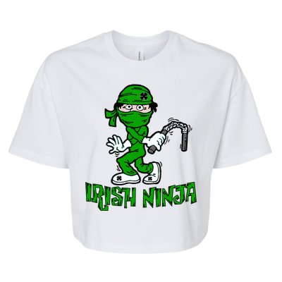 Irish Ninja St. Patricks Day Funny Bella+Canvas Jersey Crop Tee