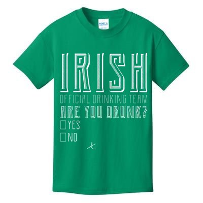 Irish Official Drinking Team Are You Drunk Kids T-Shirt