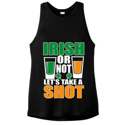 Irish Or Not Let's Take A Shot  Ladies PosiCharge Tri-Blend Wicking Tank