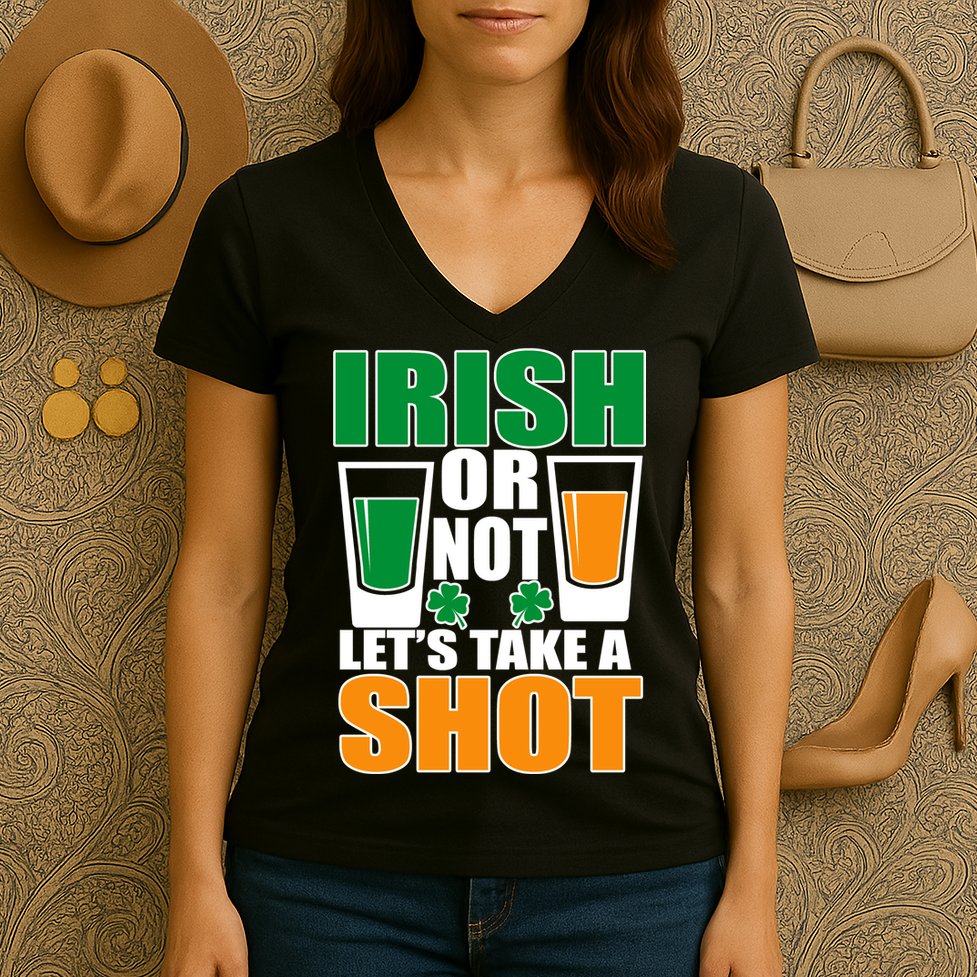 Irish Or Not Let's Take A Shot  Women's V-Neck T-Shirt