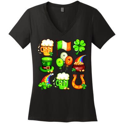Irish Party Favors Festive St. Patrick's Day Mashup Women's V-Neck T-Shirt