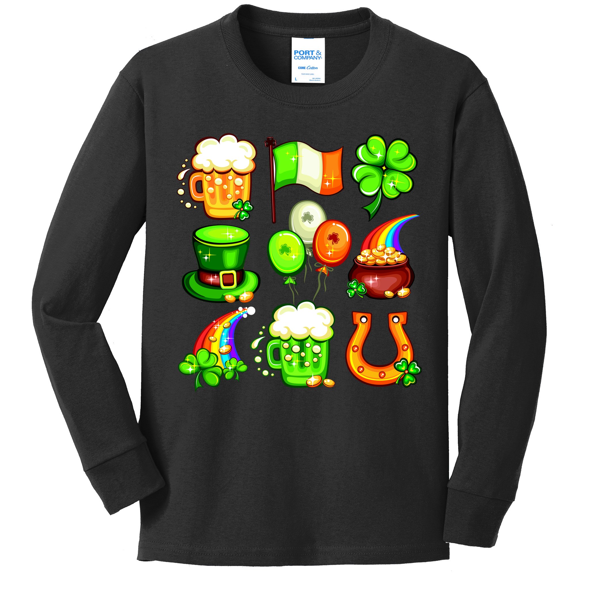 Irish Party Favors Festive St. Patrick's Day Mashup Kids Long Sleeve Shirt