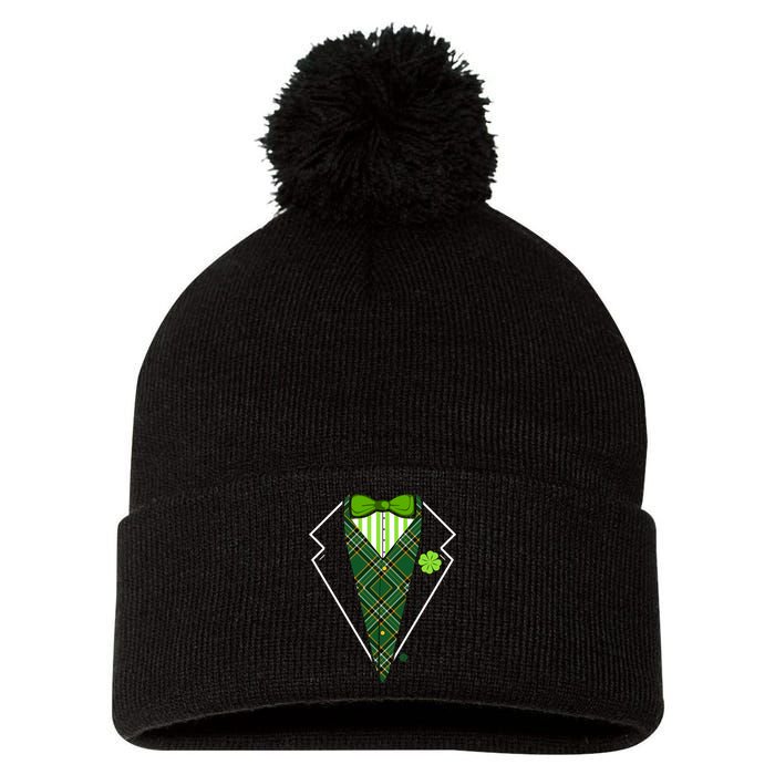 Irish Party Tuxedo Pom Pom 12in Knit Beanie
