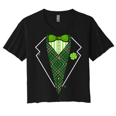 Irish Party Tuxedo Women's Crop Top Tee