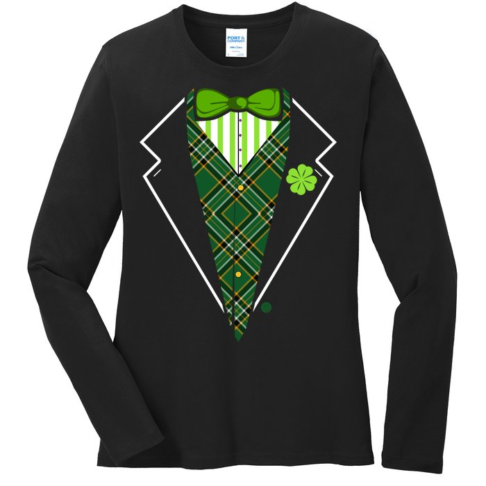 Irish Party Tuxedo Ladies Long Sleeve Shirt