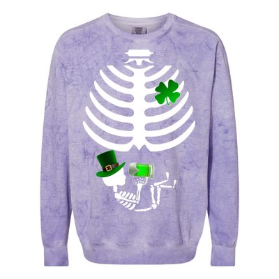 Irish Pregnant Skeleton Baby Beer Colorblast Crewneck Sweatshirt