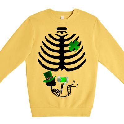 Irish Pregnant Skeleton Baby Beer Premium Crewneck Sweatshirt