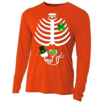 Irish Pregnant Skeleton Baby Beer Cooling Performance Long Sleeve Crew