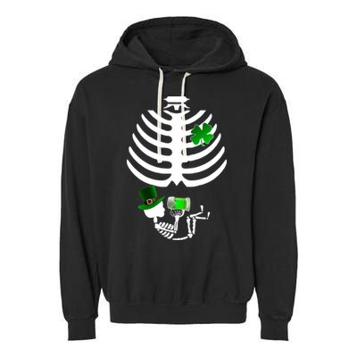 Irish Pregnant Skeleton Baby Beer Garment-Dyed Fleece Hoodie